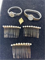 Vintage hair combs & watches untested