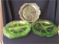 Vintage Green Uranium / Vaseline Glass Grill Plate