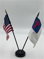 Usa American flag  w/ Christ Christian Flag
