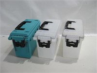 Three 11"x 5"x 7" Plastic Ammo Boxes