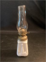 Vintage Mini Milk Glass Oil Lamp with Lighthouse
