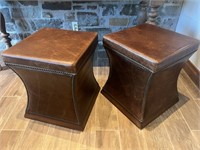 Pair Bernhardt Furniture Leather Ottomans