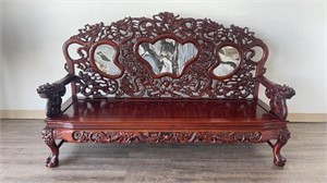 Exquisite Chinese Carved Sofa Bench