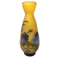Romanian GALLE Art Glass Cameo Vase