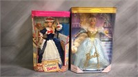 1994 colonial Barbie, 1996 Barbie as Cinderella