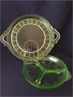 Vintage Uranium Green Serving Dishes