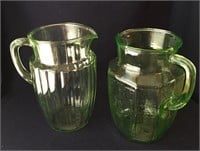 Vintage Hocking Uranium Green Pitchers