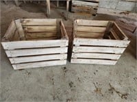 Two antique solid wood crates, 14.5 x 18.25 x