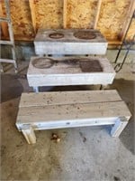 3 custom-made wood outdoor Garden planter benches