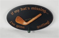 Wood Golfing Plaque Hat Rack