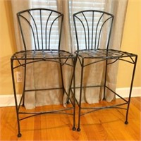 2) metal bar stools