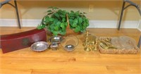 Brass, silver plate & misc. household items