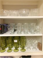 Olive Green Stems & misc. kitchin in cabinet