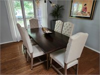 Nice Modern Dining Table & Six Side Chairs