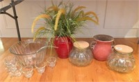 Crystal punch bowl & misc. household items