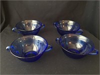 RARE Vintage Blue Royal Lace Cream Soup Bowls (4)