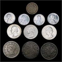 (11) Varied US Coinage (1839, 1848, 1852, 1863, (2