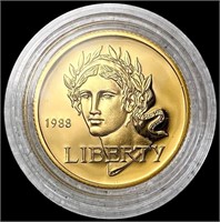 1988-W US Commem .25oz Gold $5 GEM PROOF