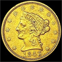 1843 $2.50 Gold Quarter Eagle NEARLY UNCIRCULATED