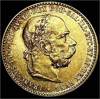 1896 Austria .098oz Gold 10 Corona UNCIRCULATED