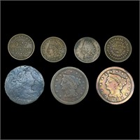 (7) Varied US Coinage (1798, 1848, 1852, (2) 1863)