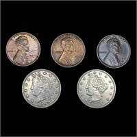 (5) Varied US Coinage (1883, 1902, 1916-S, 1917-S,