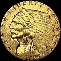 1925-D $5 Gold Half Eagle CLOSELY UNCIRCULATED