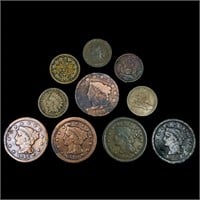 (10) Varied US Coinage (1828, 1845, 1849, (2) 1853