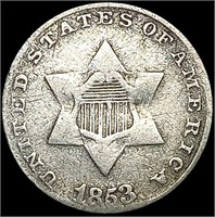 1853 Silver Three Cent NEARLY UNCIRCULATED