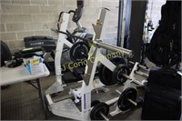 Hoist weight bench with multiple assorted weights