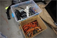 Assorted extension cords and multi plugs