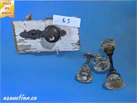 antique door knobs. Brass door knob and two glasss