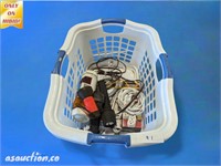 laundry basket with extension cord surge, protects