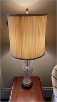 2 Cut crystal glass table lamp, with pleated shade