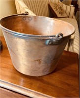 Antique 1866 copper bucket with brass & iron