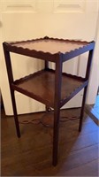Antique square side table , 3 levels, top with