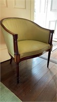 Great Barrel Back chair with light green silk