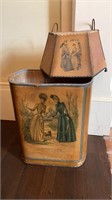 Antique 1889 French fashion , trash can and