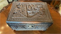 Antique Chinese camphor wood treasure box , brass