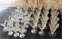 Set of 42 antique cut crystal glasses