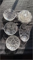 6 pieces of antique cut crystal glass serving