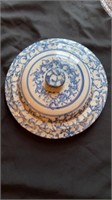 Antique Large blue & white pottery crock lid