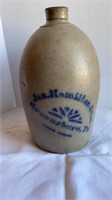 Antique stoneware jug , oval top 1 gallon size ,