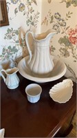 5 pieces ironstone pottery, wash bowl with