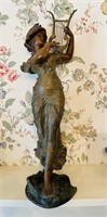 Large French bronze metal stature , Antique 1880s