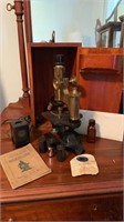 Antique 1916  Spencer brass microscope, complete