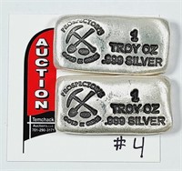 2  Prospectors  1 troy oz .999 silver bars