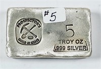 Prospector's  5 troy oz .999 silver bar