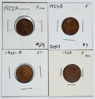 Group of 4  Lincoln "Wheat" Cents   F-AU