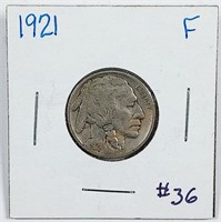 1921  Buffalo Nickel   F